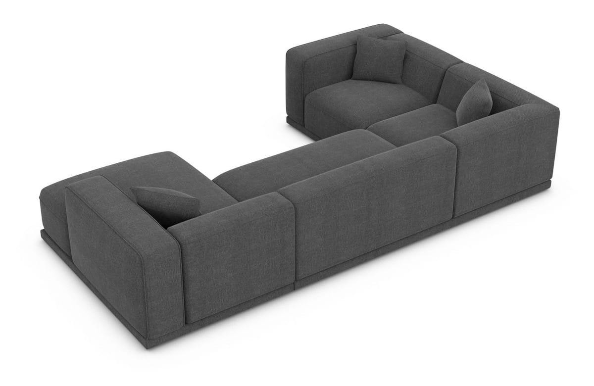 Stoff Wohnlandschaft Merida U-Form Anthrazit