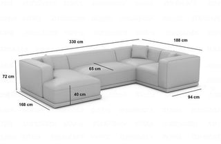 Stoff Wohnlandschaft Merida U-Form Beige