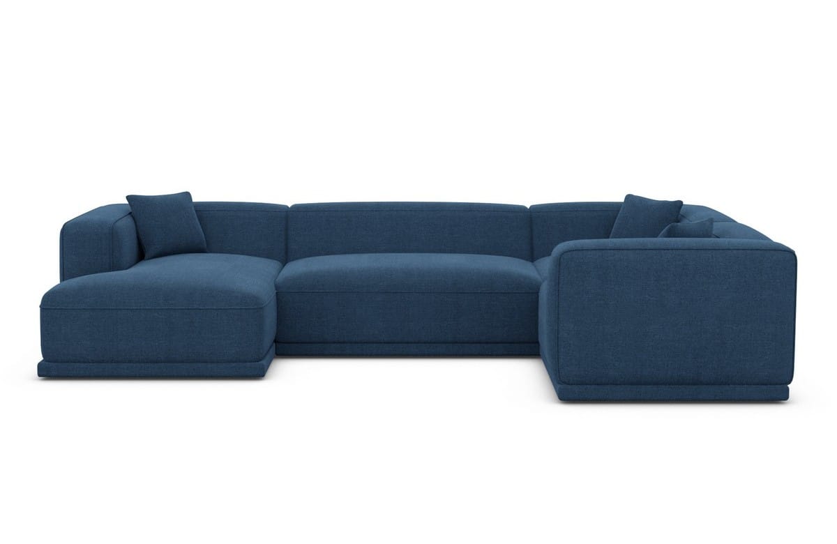 Stoff Wohnlandschaft Merida U-Form Blau