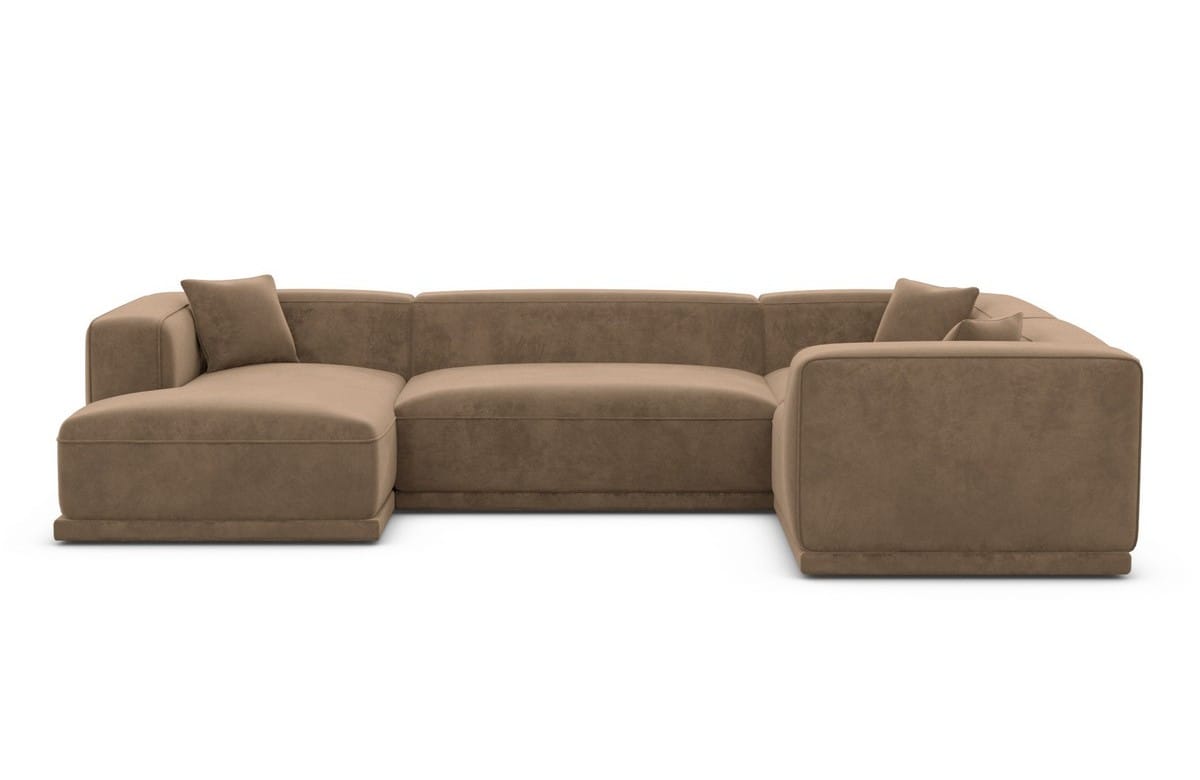 Stoff Wohnlandschaft Merida U-Form Braun