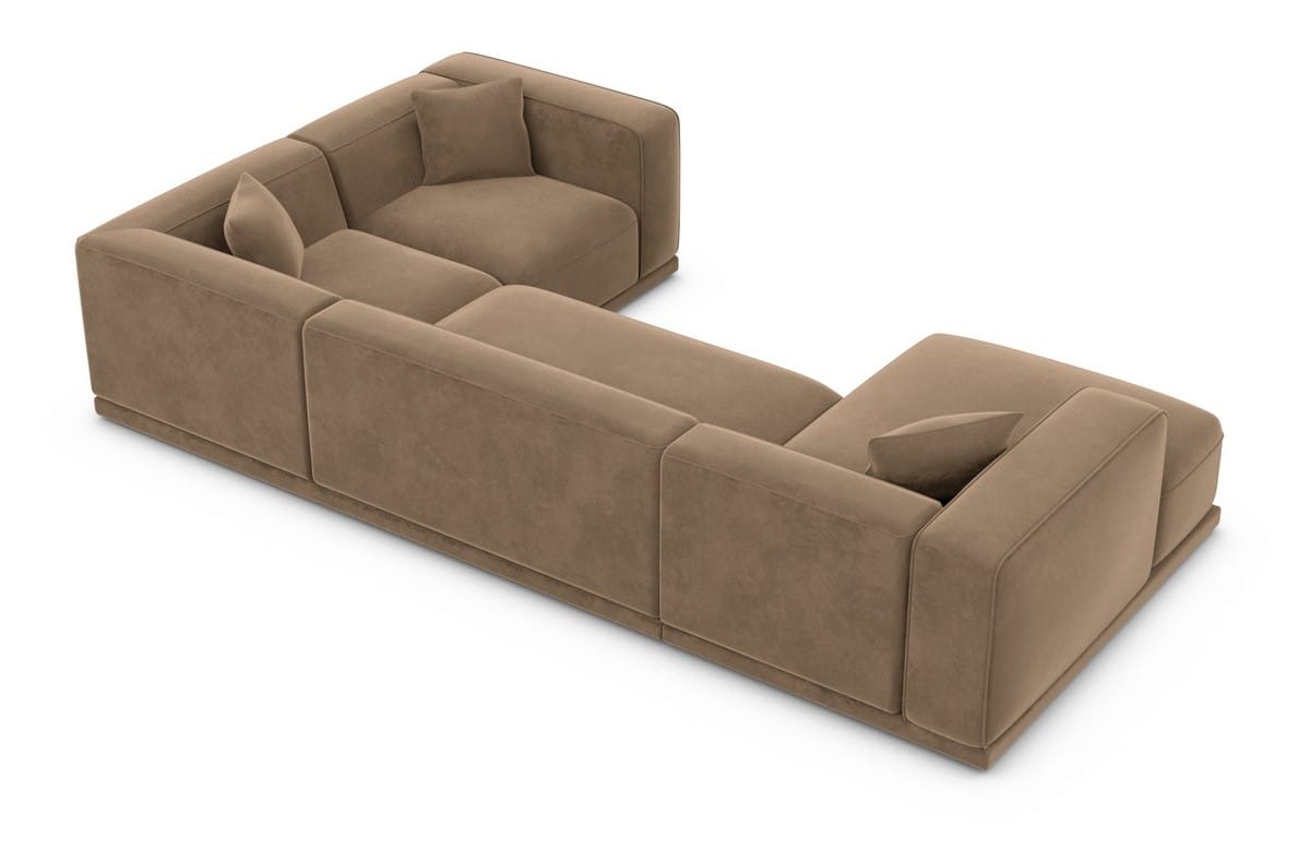 Stoff Wohnlandschaft Merida U-Form Braun