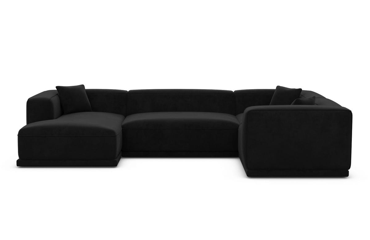 Stoff Wohnlandschaft Merida U-Form Schwarz