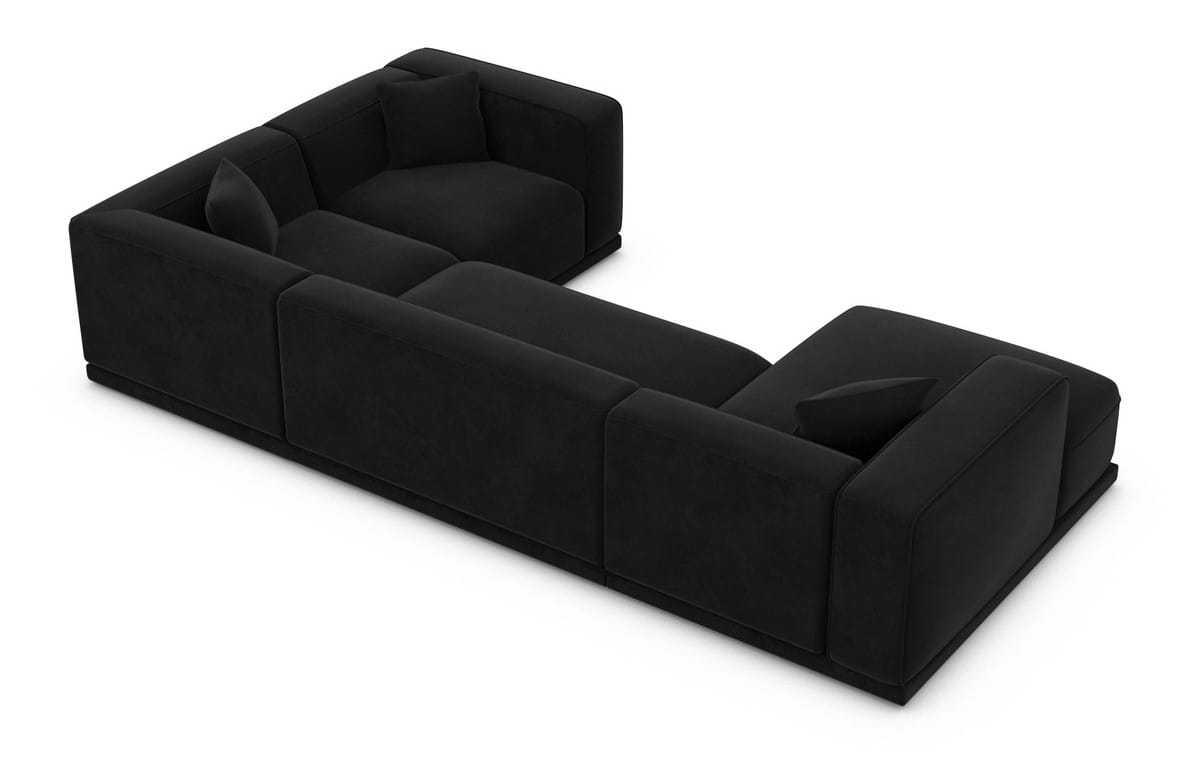 Stoff Wohnlandschaft Merida U-Form Schwarz