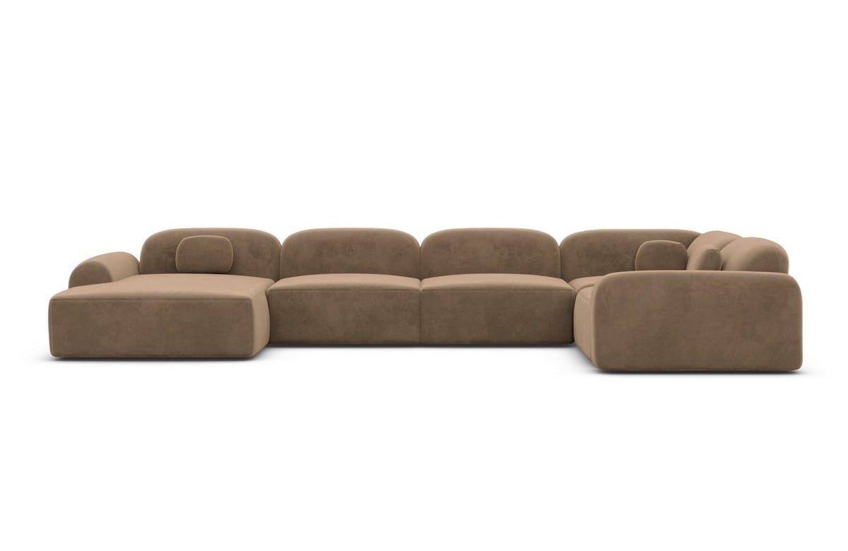 Wohnlandschaft Barcelona U-Form aus Stoff Braun