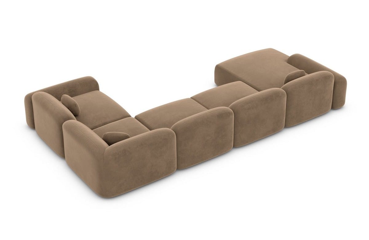 Wohnlandschaft Barcelona U-Form aus Stoff Braun