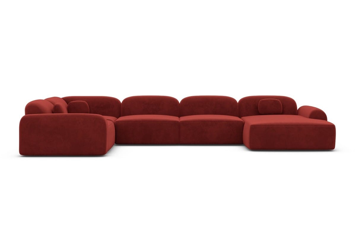 Wohnlandschaft Barcelona U Form aus Stoff rot