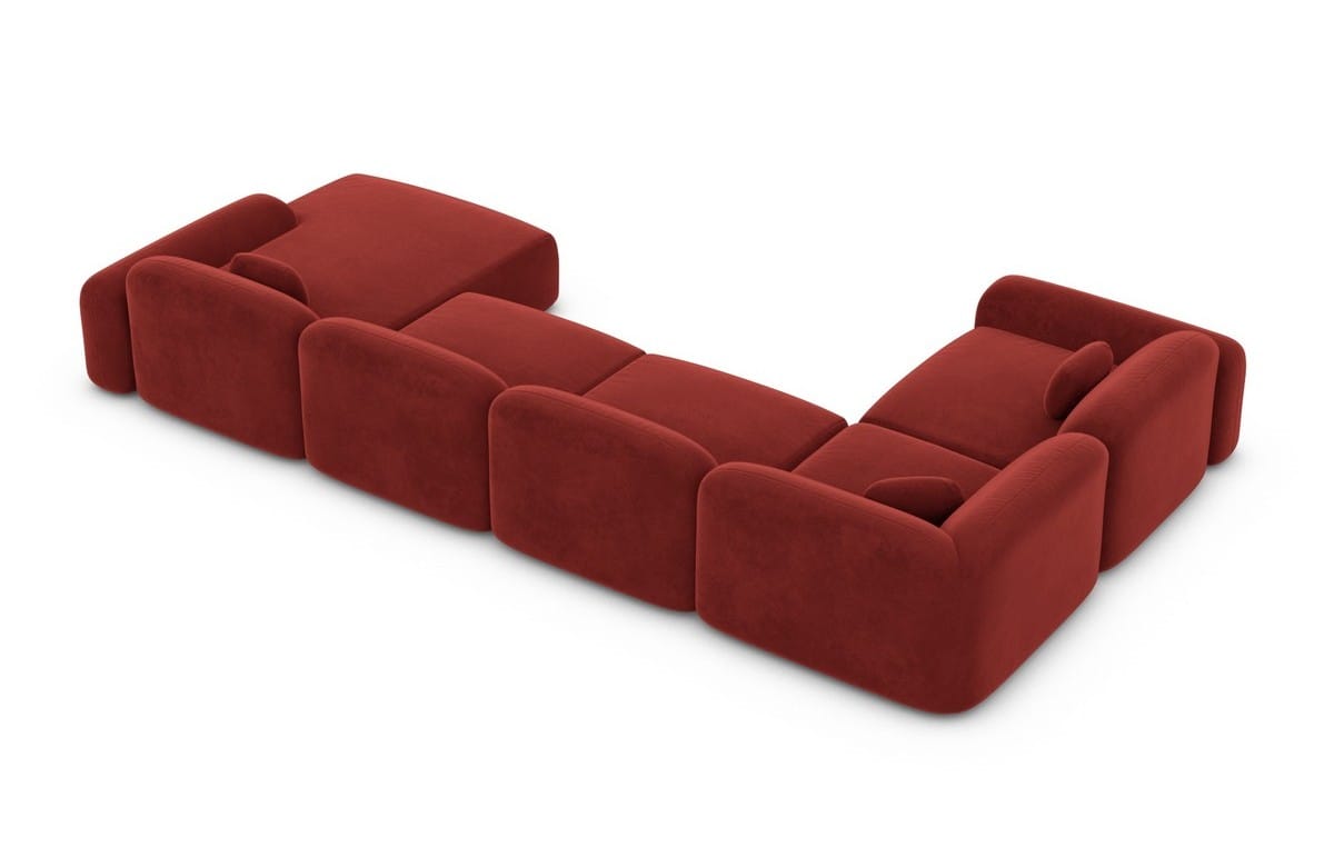 Wohnlandschaft Barcelona U Form aus Stoff rot