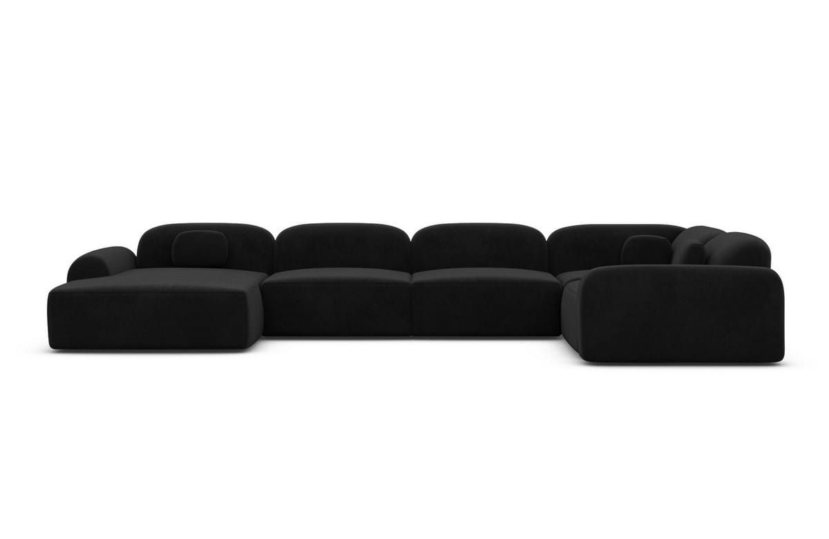 Wohnlandschaft Barcelona U-Form aus Stoff Schwarz