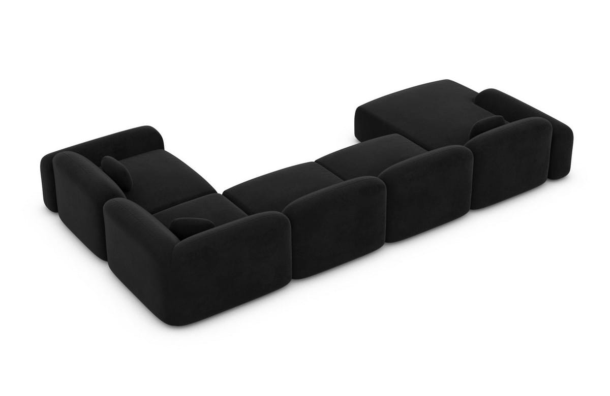Wohnlandschaft Barcelona U-Form aus Stoff Schwarz