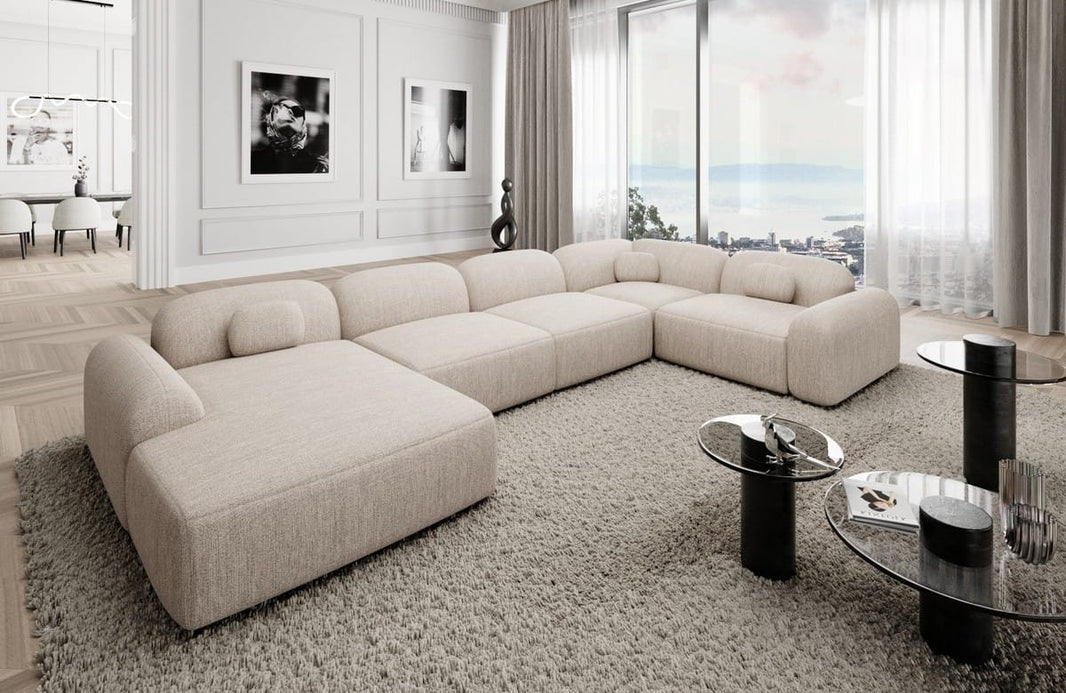 Wohnlandschaft Barcelona U-Form aus Stoff