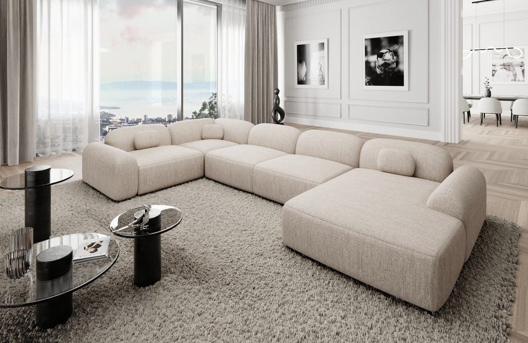 Wohnlandschaft Barcelona U-Form aus Stoff