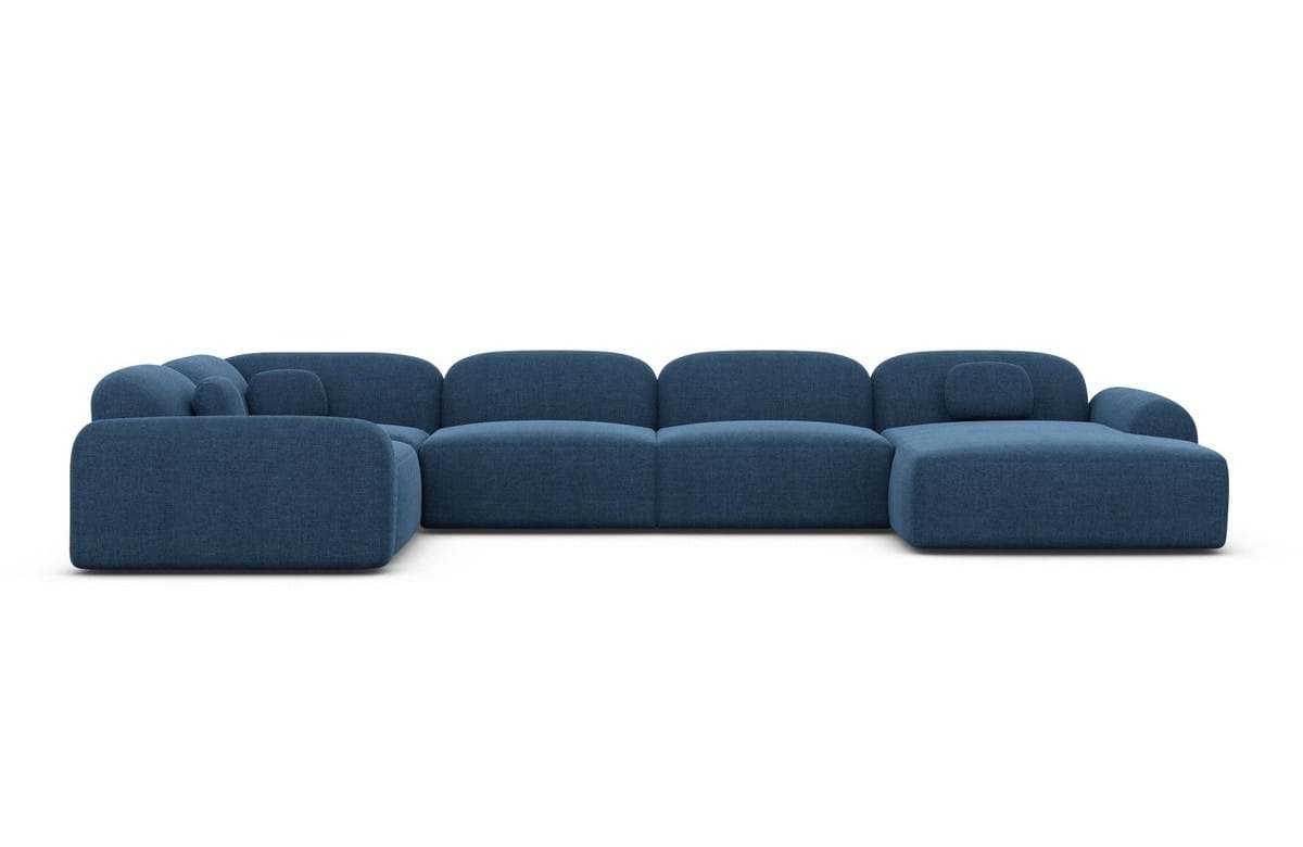 Wohnlandschaft Barcelona U-Form aus Stoff Blau