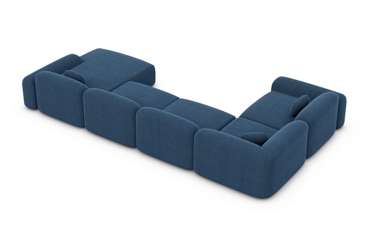 Wohnlandschaft Barcelona U-Form aus Stoff Blau