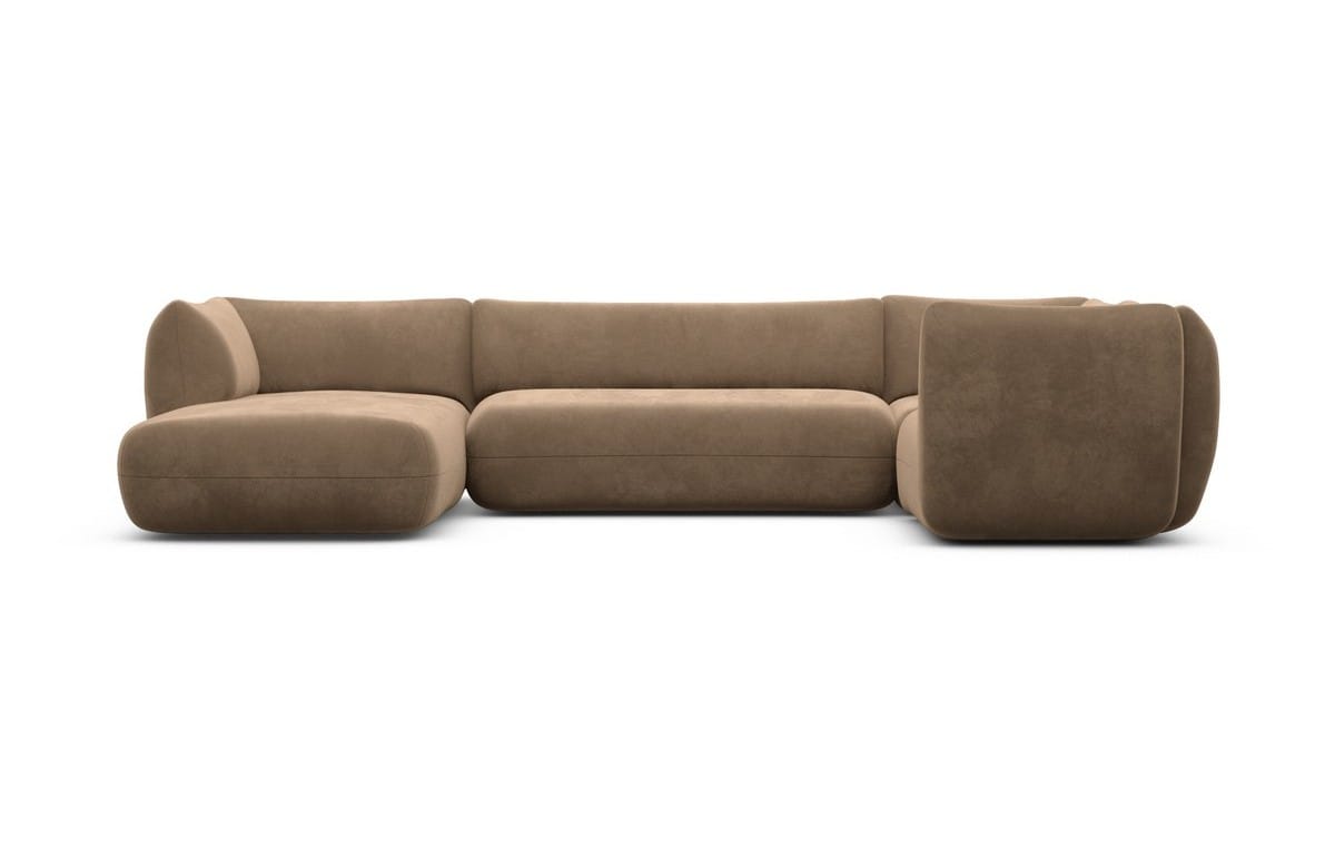 Stoff Wohnlandschaft Madrid U-Form Braun