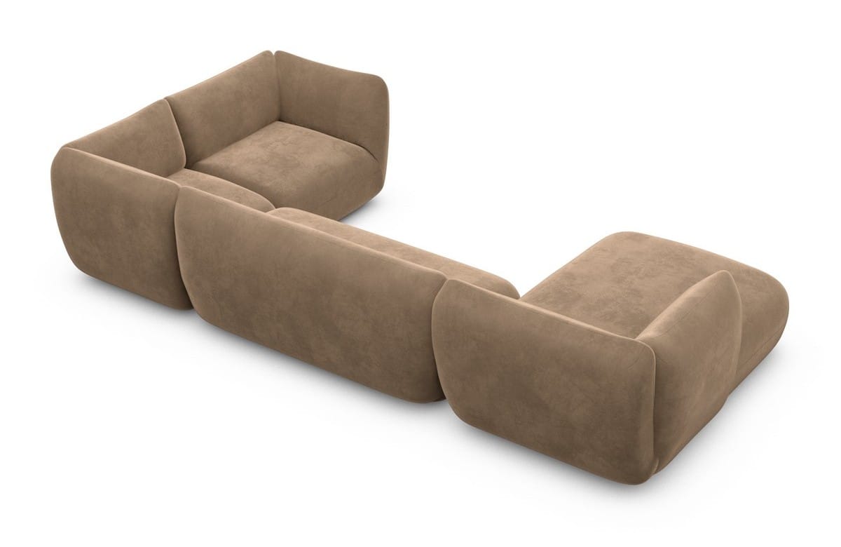 Stoff Wohnlandschaft Madrid U-Form Braun