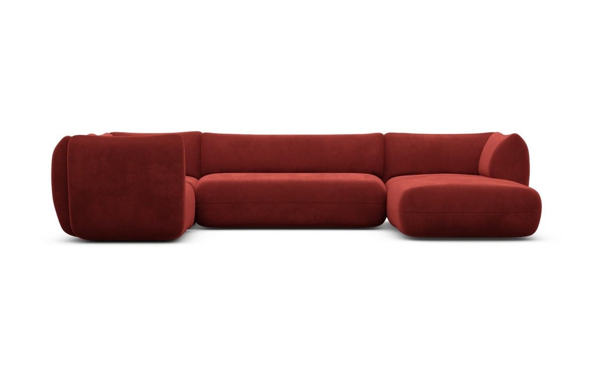 Stoff Wohnlandschaft Madrid U-Form Rot
