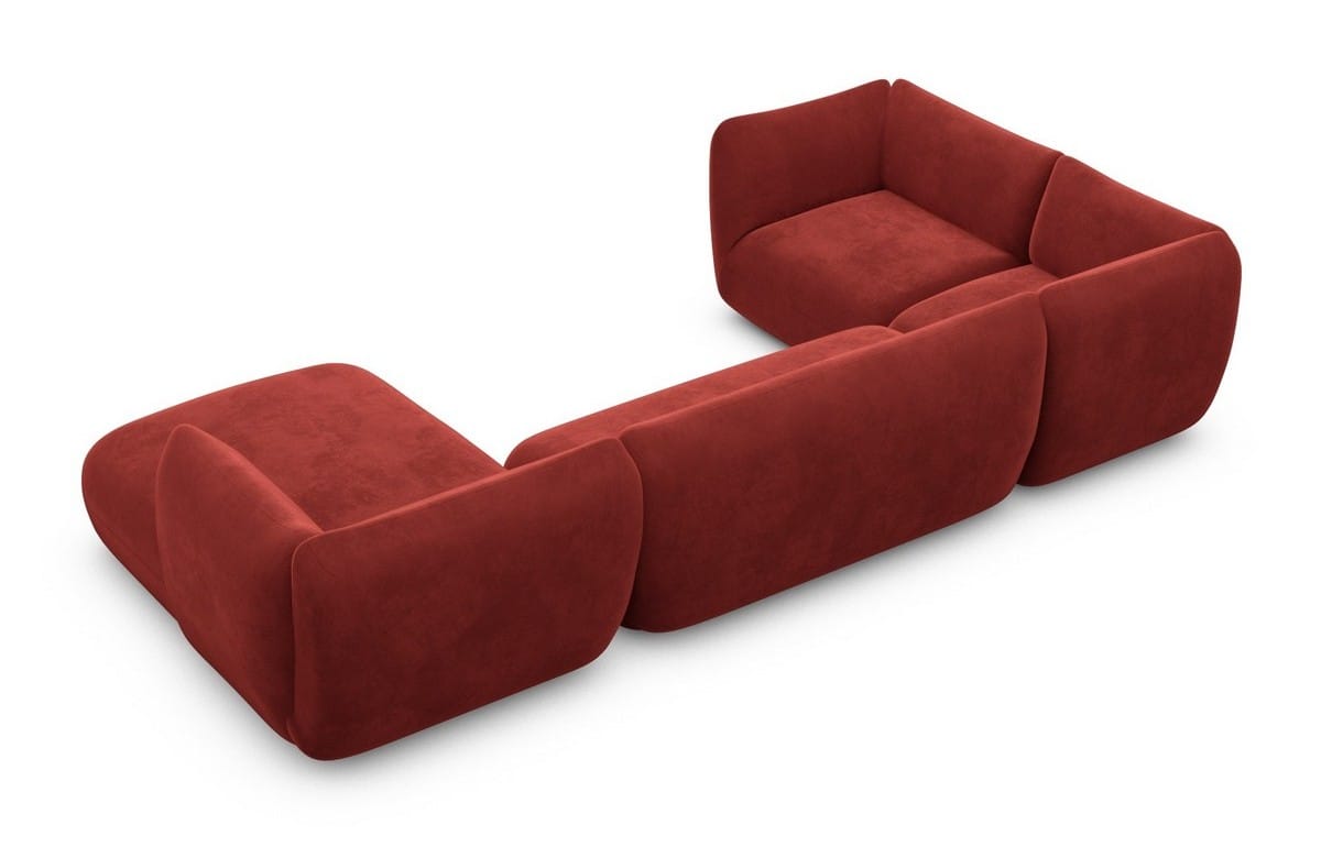Stoff Wohnlandschaft Madrid U-Form Rot