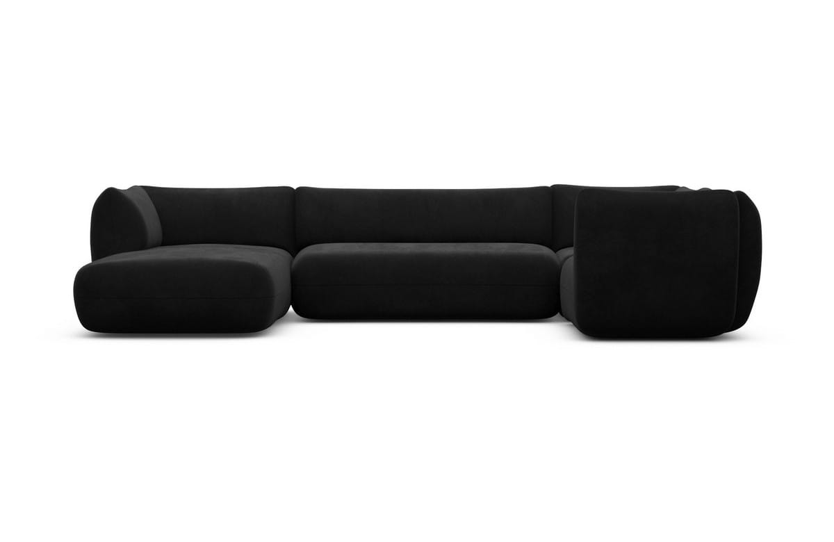 Stoff Wohnlandschaft Madrid U-Form Schwarz