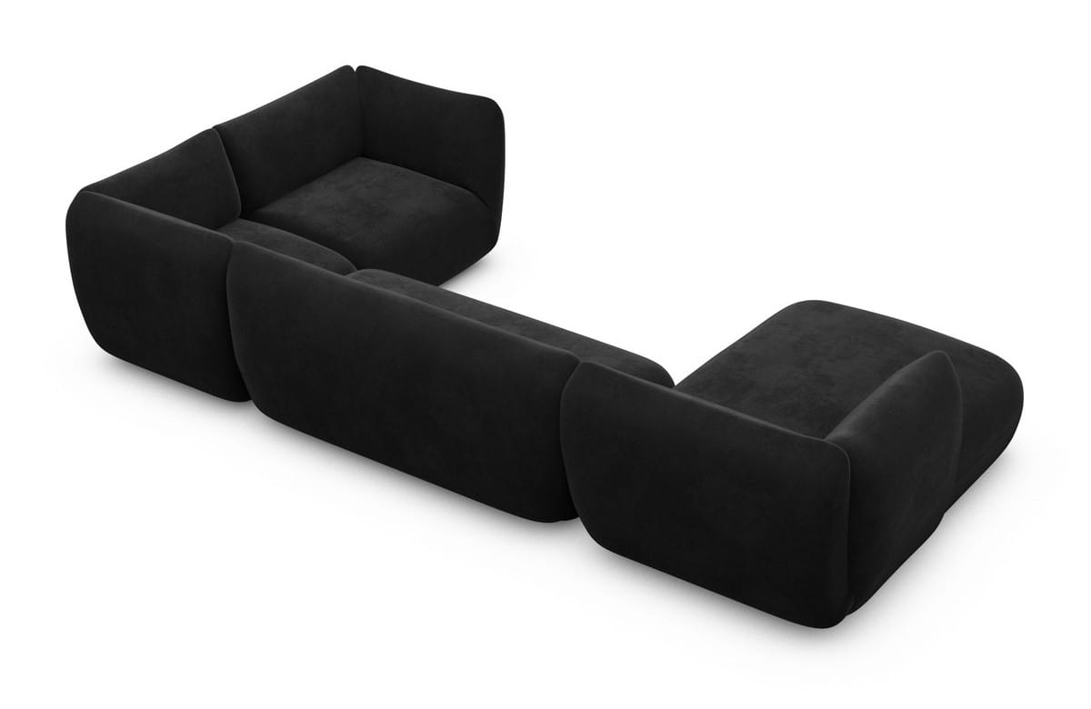 Stoff Wohnlandschaft Madrid U-Form Schwarz