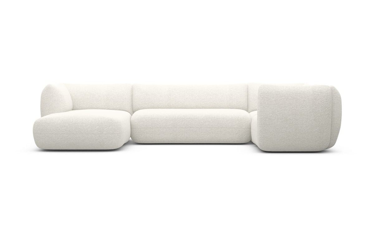 Stoff Wohnlandschaft Madrid U-Form Weiß