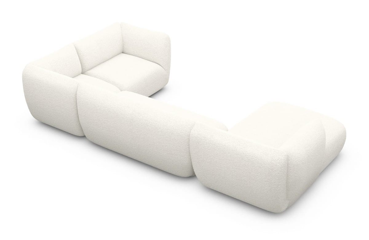 Stoff Wohnlandschaft Madrid U-Form Weiß