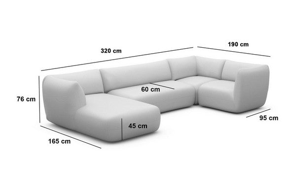 Wohnlandschaft Madrid U-Form Stoff