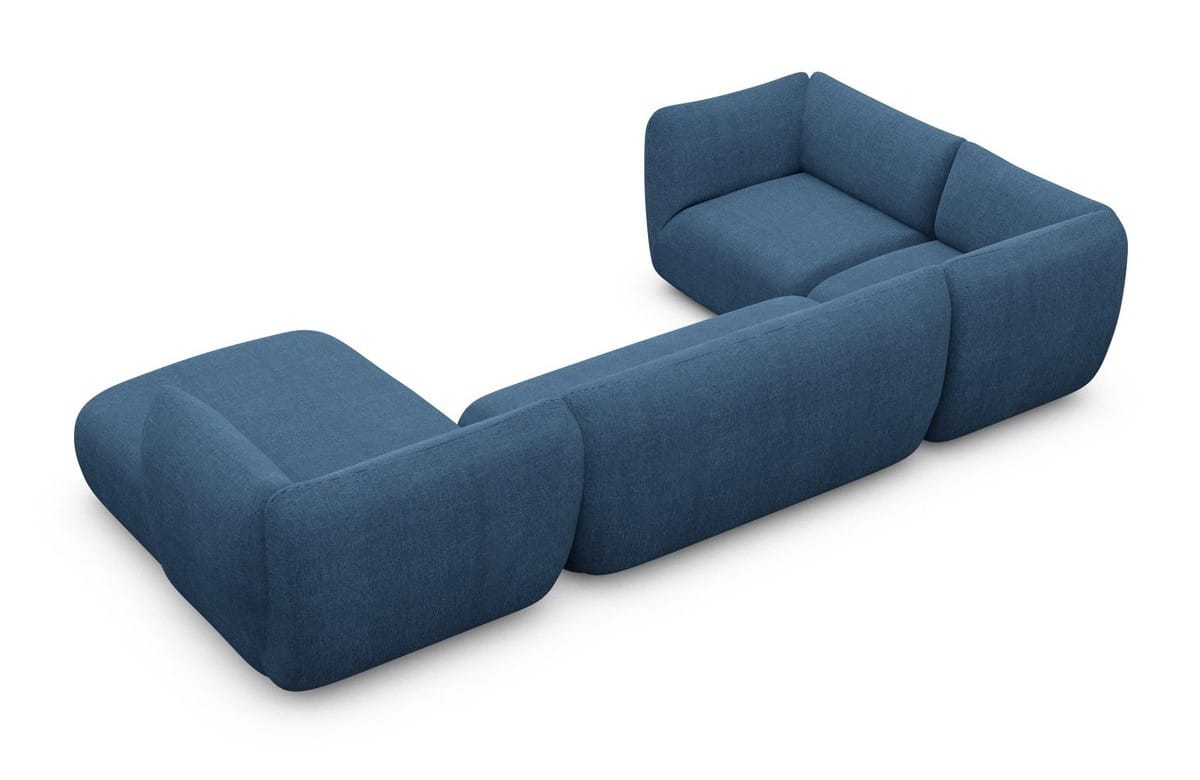 Stoff Wohnlandschaft Madrid U-Form Blau