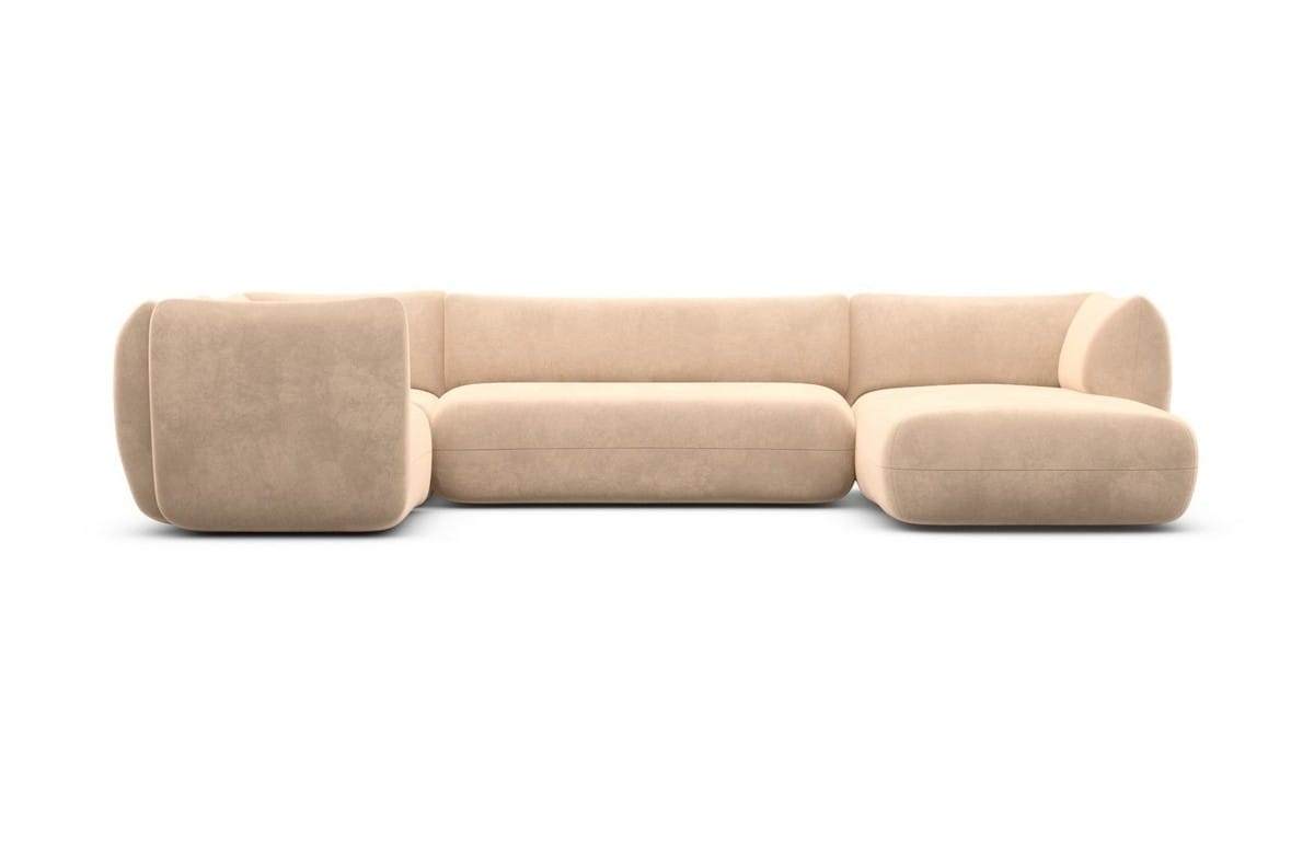 Stoff Wohnlandschaft Madrid U-Form Beige