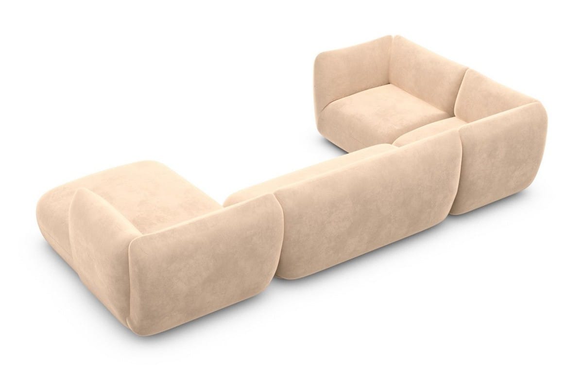 Stoff Wohnlandschaft Madrid U-Form Beige