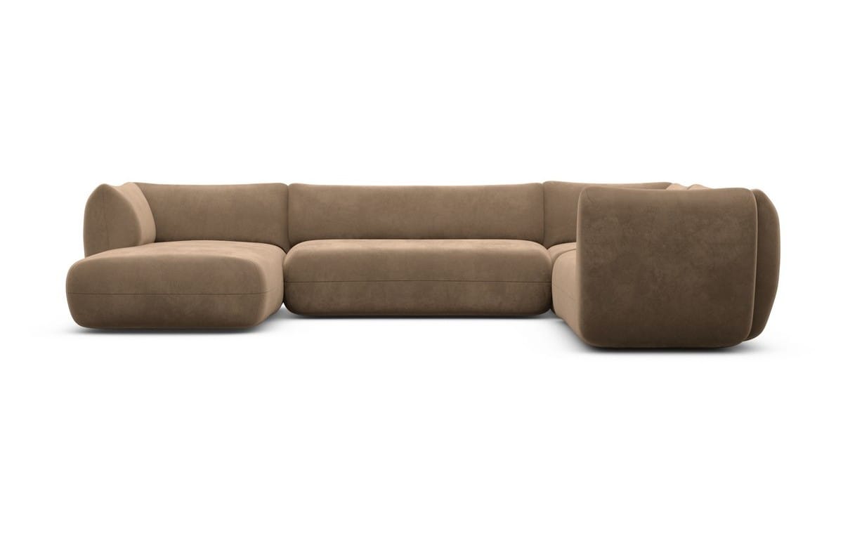 XXL Wohnlandschaft Madrid U-Form aus Stoff Braun
