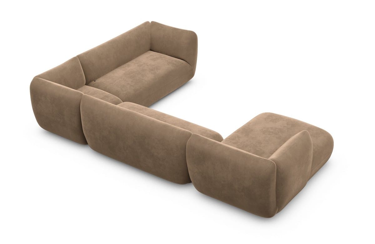 XXL Wohnlandschaft Madrid U-Form aus Stoff Braun