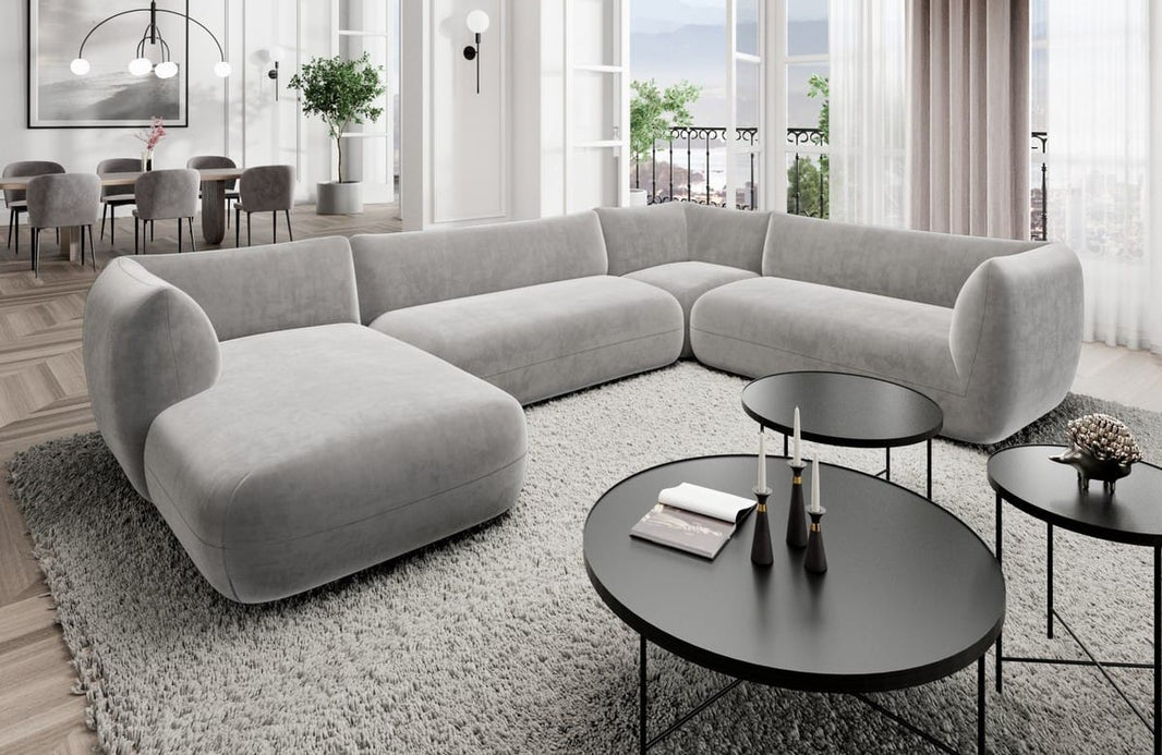 XXL Wohnlandschaft Madrid U-Form aus Stoff