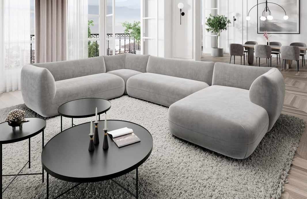 XXL Wohnlandschaft Madrid U-Form aus Stoff