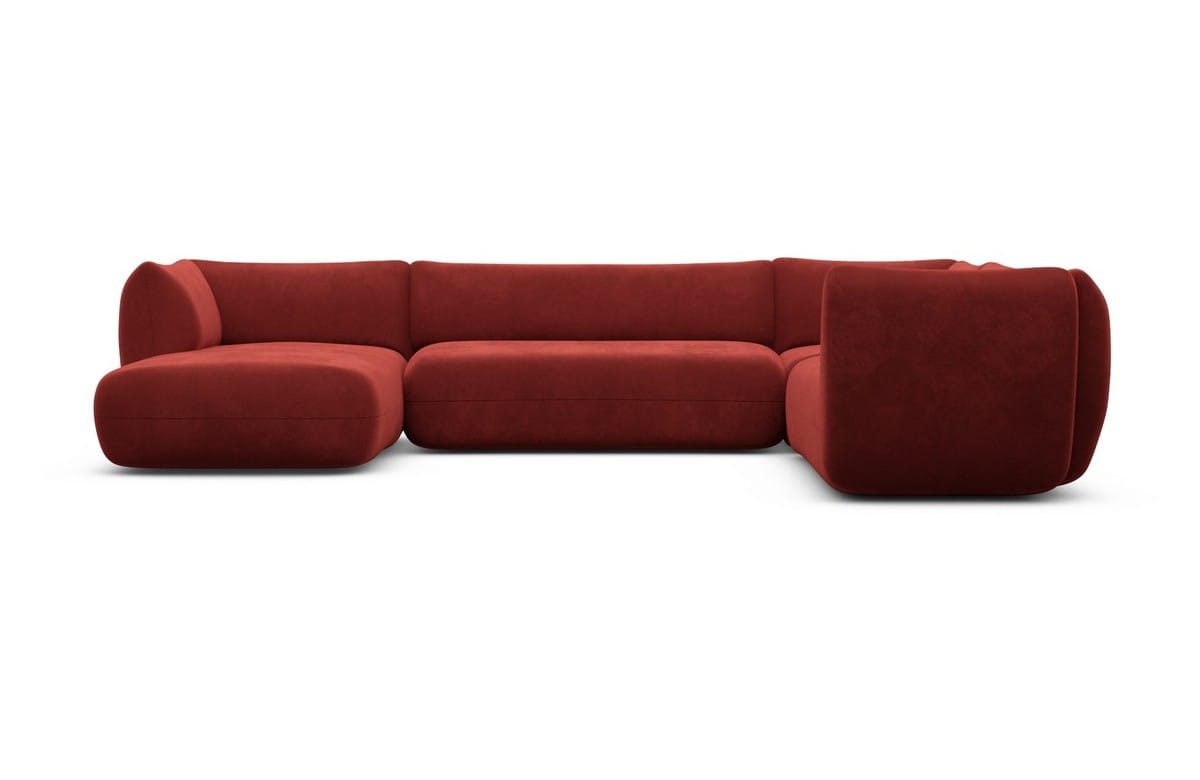 XXL Wohnlandschaft Madrid U-Form aus Stoff Rot