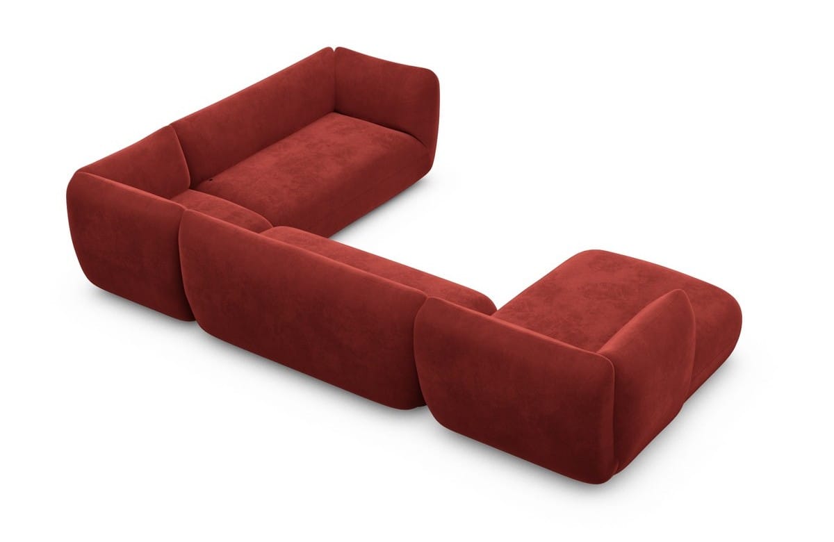 XXL Wohnlandschaft Madrid U-Form aus Stoff Rot