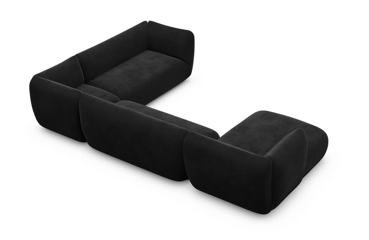 XXL Wohnlandschaft Madrid U-Form aus Stoff Schwarz