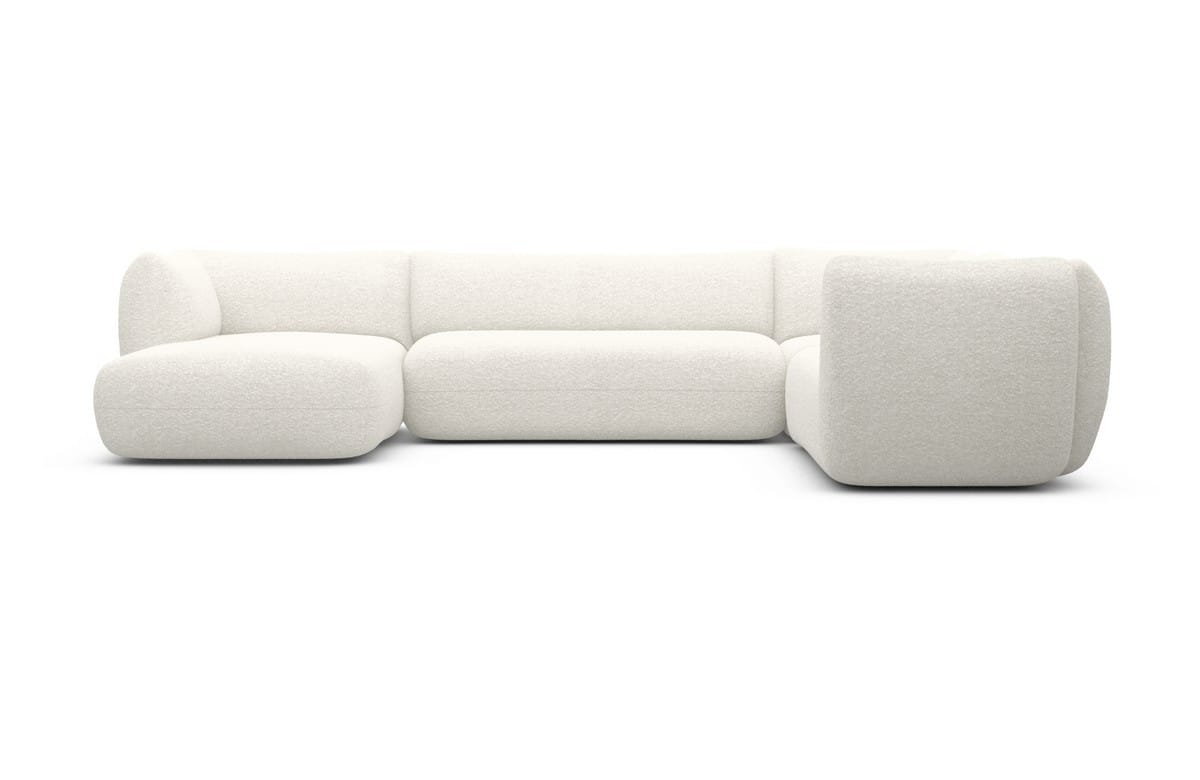 XXL Wohnlandschaft Madrid U-Form aus Stoff Weiß