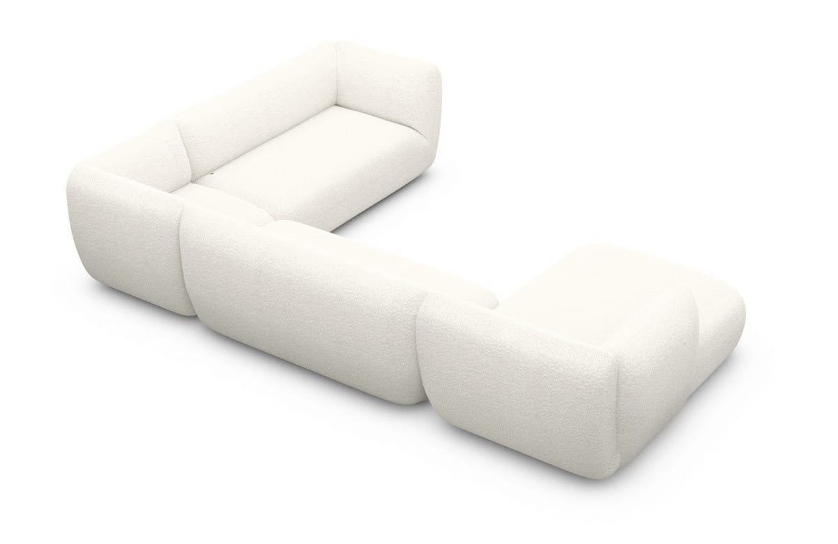 XXL Wohnlandschaft Madrid U-Form aus Stoff Weiß
