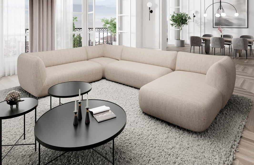 XXL Wohnlandschaft Madrid U-Form aus Stoff