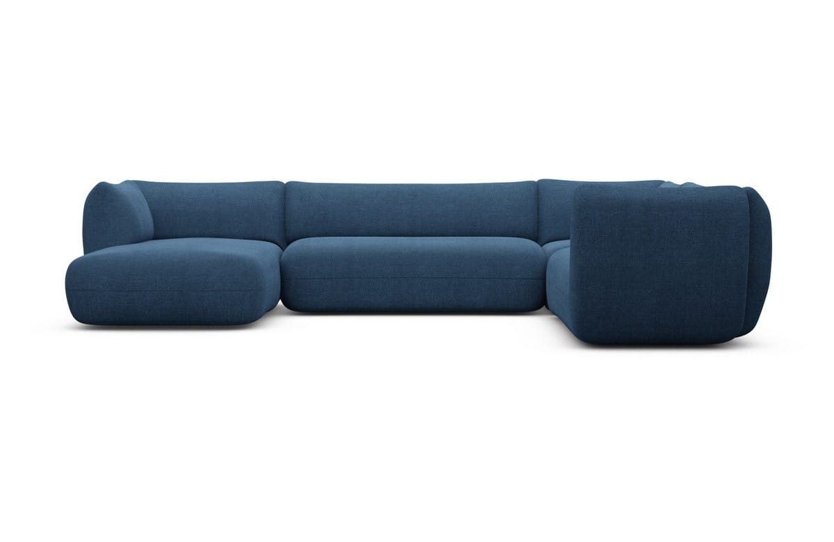 XXL Wohnlandschaft Madrid U-Form aus Stoff Blau