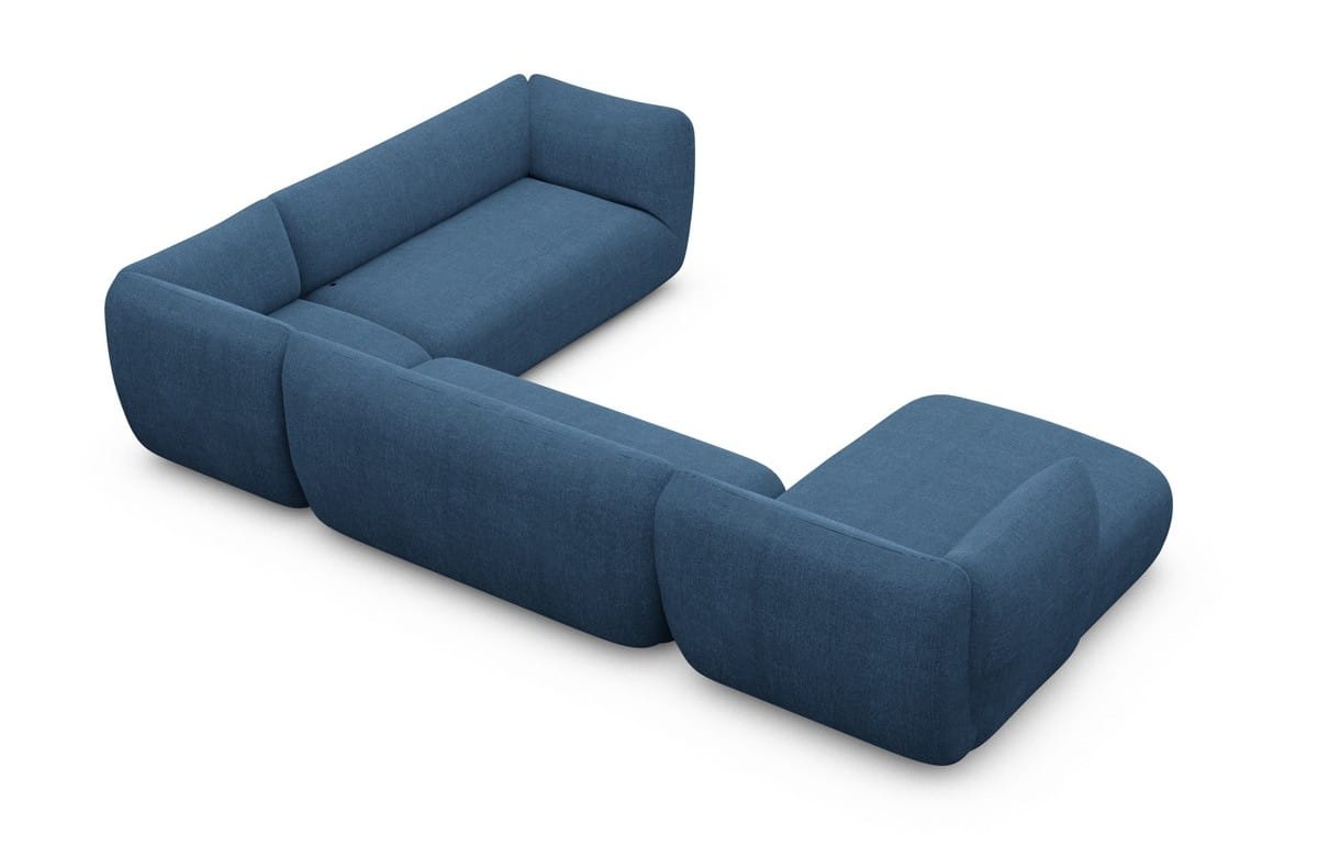 XXL Wohnlandschaft Madrid U-Form aus Stoff Blau
