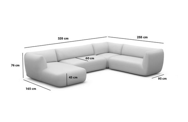 XXL Wohnlandschaft Madrid U-Form aus Stoff Blau