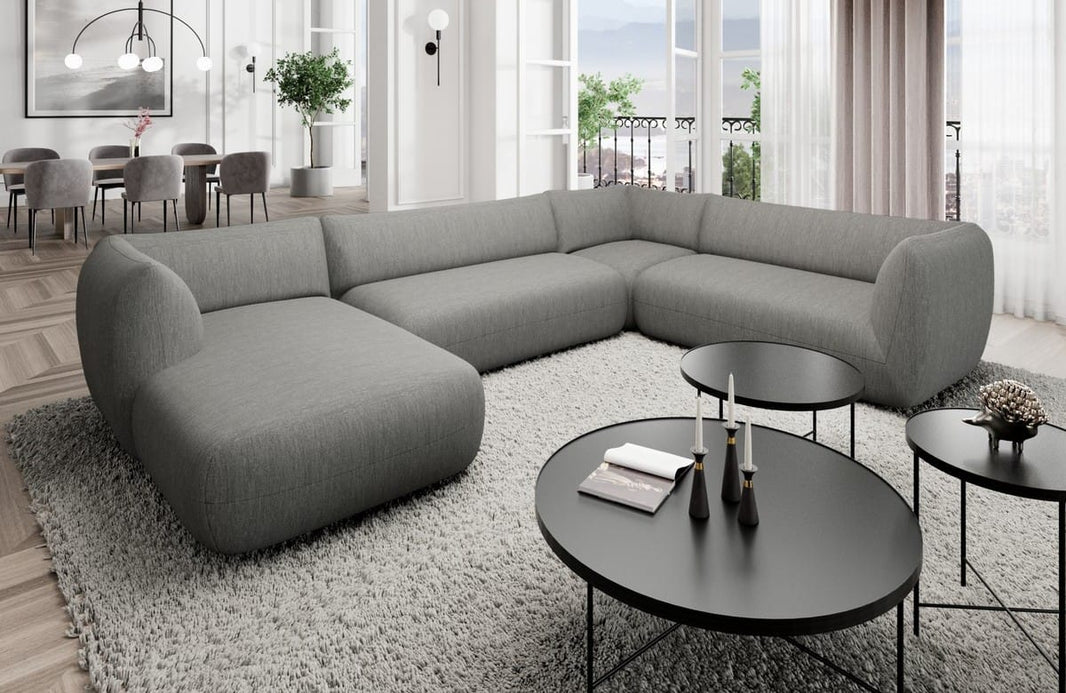 XXL Wohnlandschaft Madrid U-Form aus Stoff