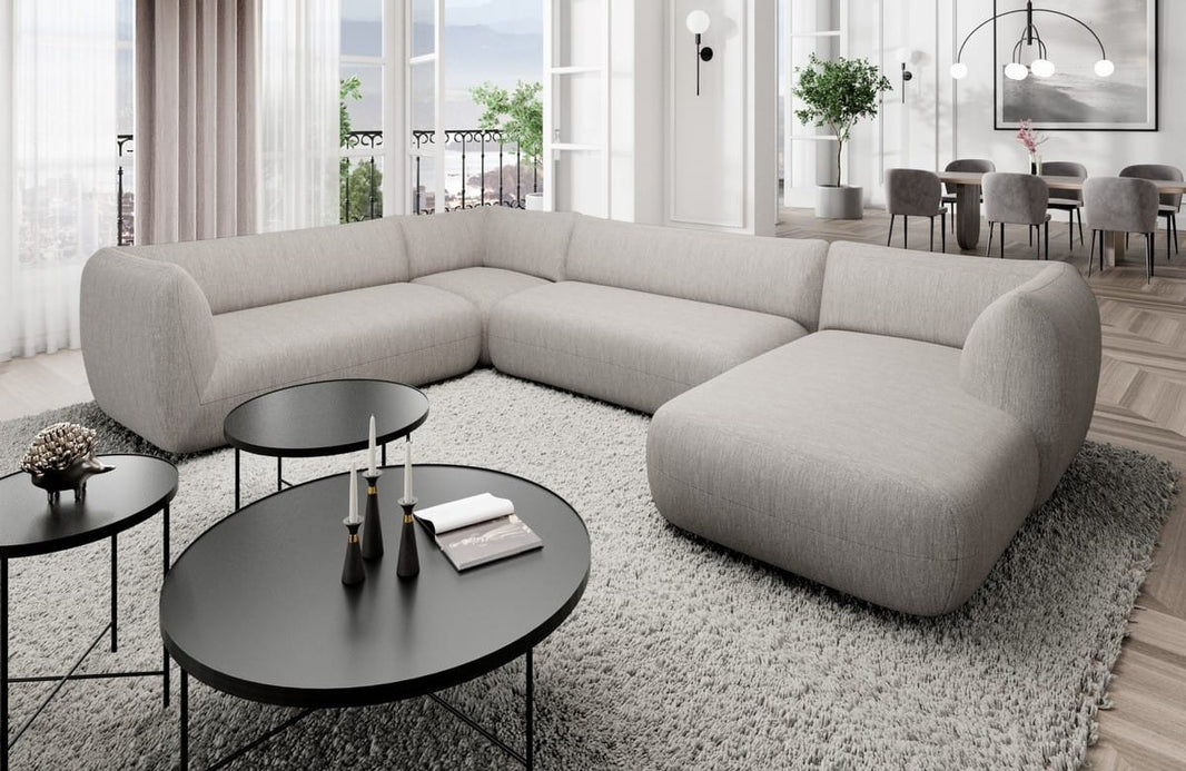 XXL Wohnlandschaft Madrid U-Form aus Stoff