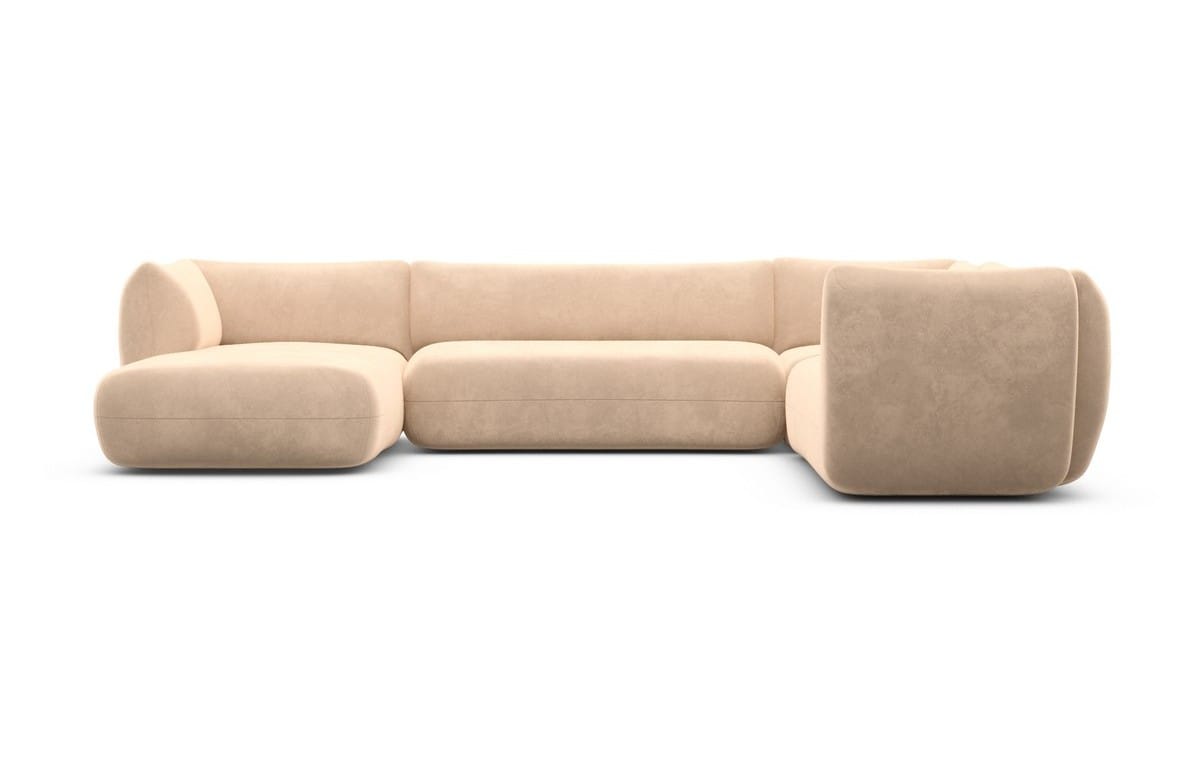 XXL Wohnlandschaft Madrid U-Form aus Stoff Beige