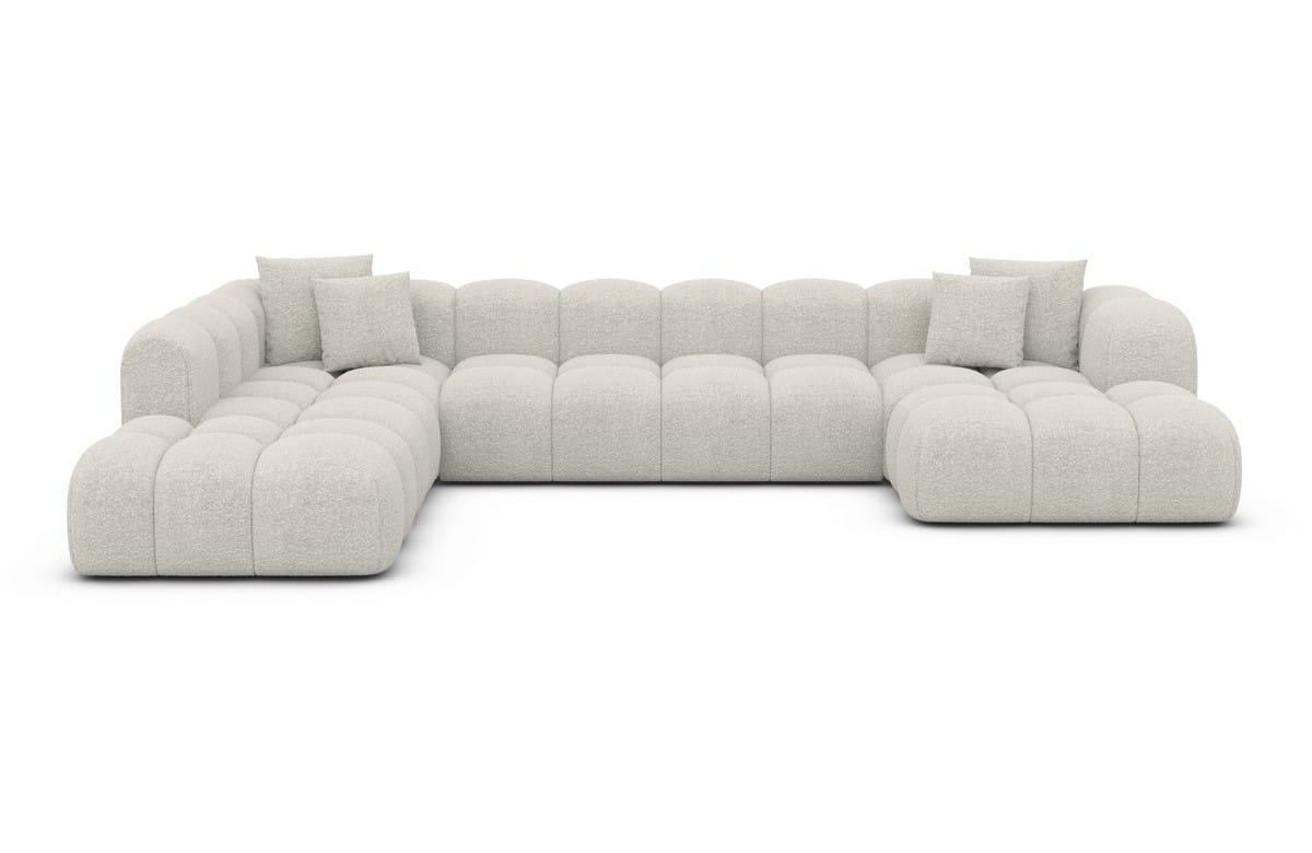 Wohnlandschaft Formentera XXL U-Form in Stoff Pearl