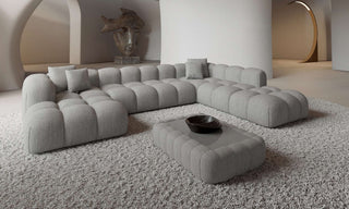 Wohnlandschaft Formentera XXL U-Form in Stoff Hellgrau