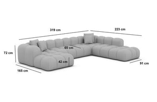 Wohnlandschaft Formentera XXL U-Form in Stoff Hellgrau