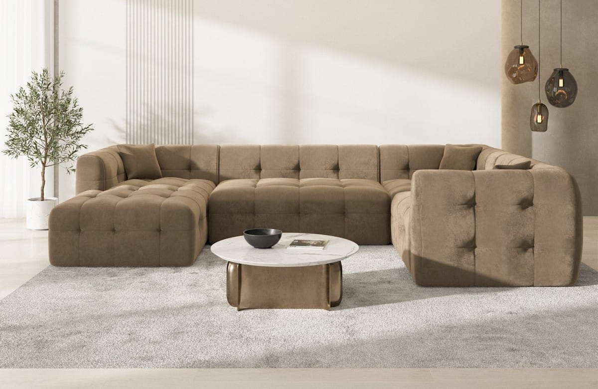 Couchlandschaft Sevilla U-Form in Stoff Braun