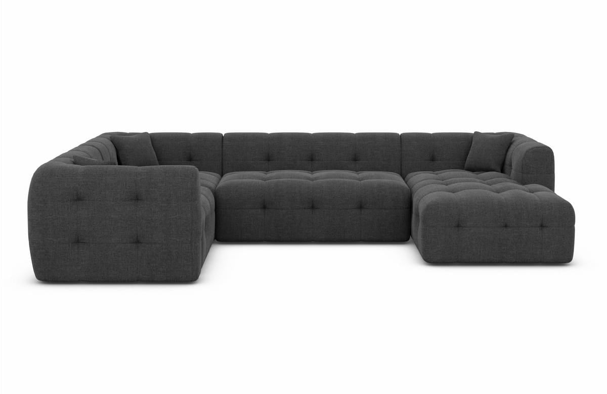 Couchlandschaft Sevilla U-Form in Stoff Anthrazit
